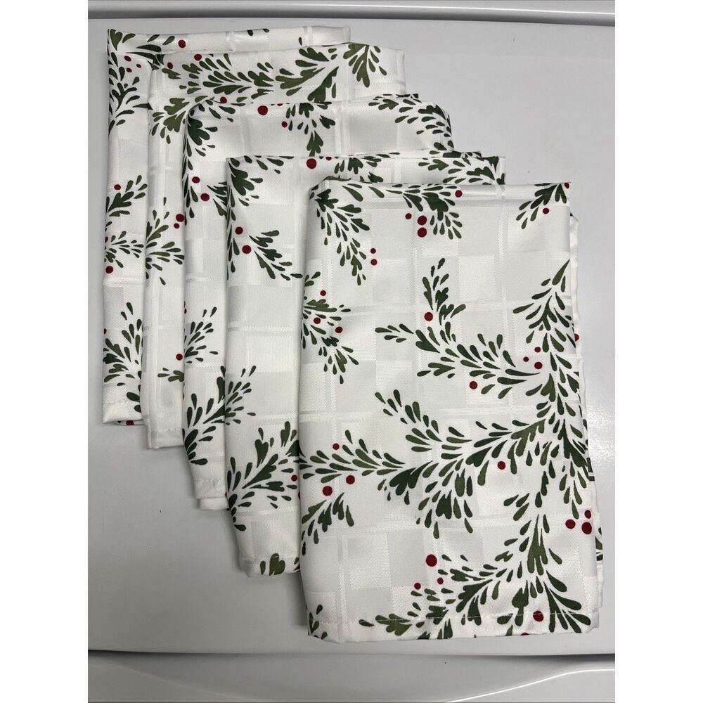 Food Network Microfiber Polyester Square Formal Dinner Napkins Set of 5 Holiday